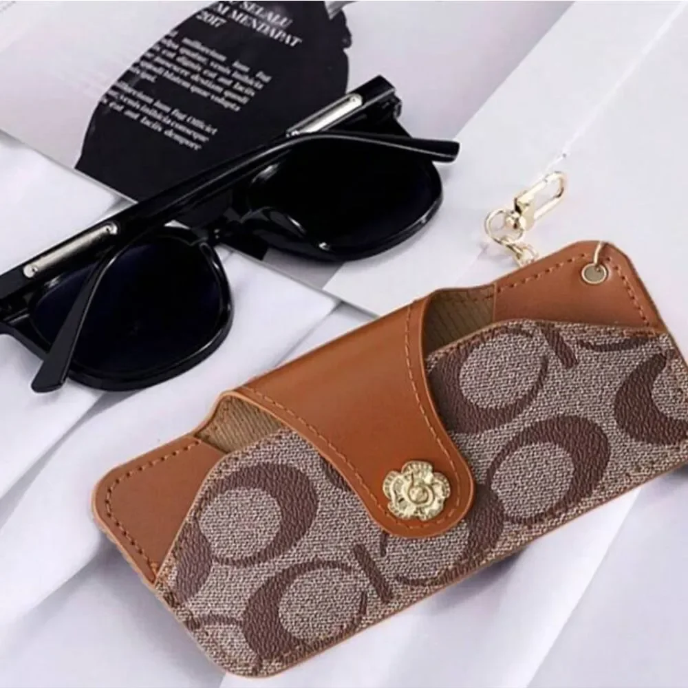Retro Portable Sunglasses Case With Hook Fashion Accessories for Women